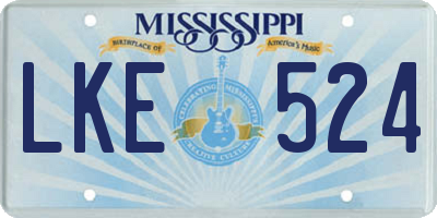 MS license plate LKE524