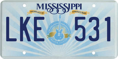 MS license plate LKE531