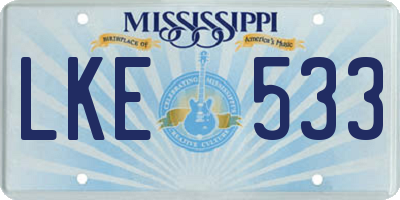 MS license plate LKE533