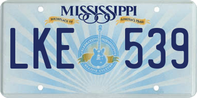 MS license plate LKE539
