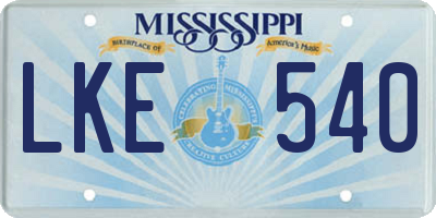 MS license plate LKE540