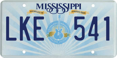 MS license plate LKE541