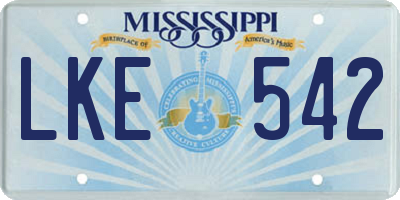 MS license plate LKE542