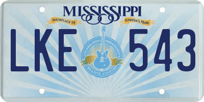 MS license plate LKE543