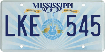 MS license plate LKE545