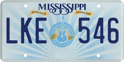 MS license plate LKE546