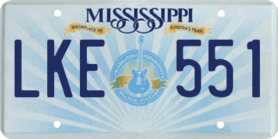 MS license plate LKE551