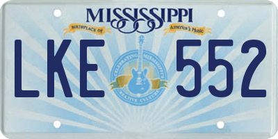 MS license plate LKE552