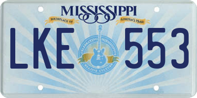 MS license plate LKE553