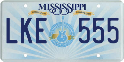 MS license plate LKE555
