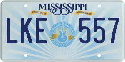 MS license plate LKE557