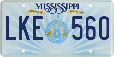 MS license plate LKE560