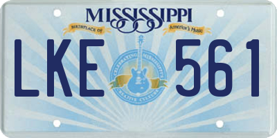 MS license plate LKE561