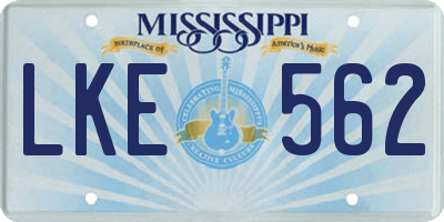 MS license plate LKE562