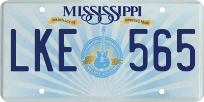 MS license plate LKE565