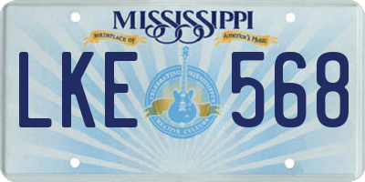 MS license plate LKE568