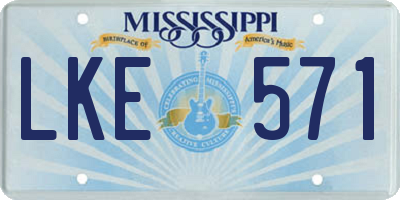MS license plate LKE571