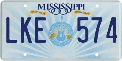 MS license plate LKE574