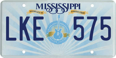 MS license plate LKE575