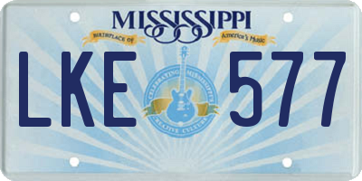 MS license plate LKE577