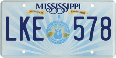 MS license plate LKE578