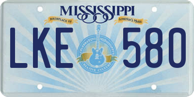 MS license plate LKE580