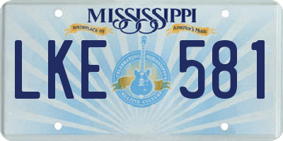 MS license plate LKE581