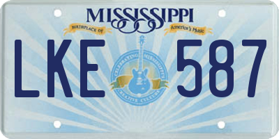 MS license plate LKE587