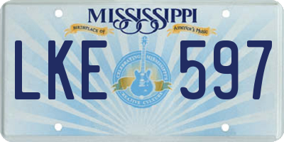 MS license plate LKE597