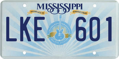 MS license plate LKE601
