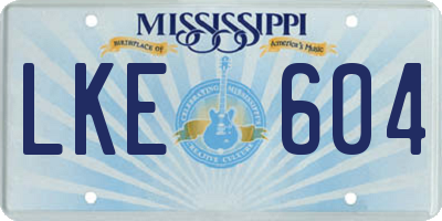 MS license plate LKE604
