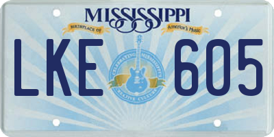 MS license plate LKE605