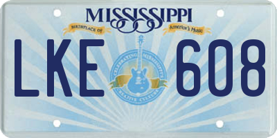 MS license plate LKE608