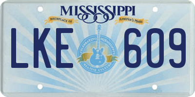 MS license plate LKE609