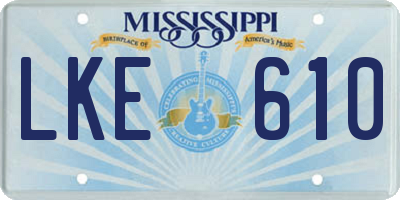 MS license plate LKE610