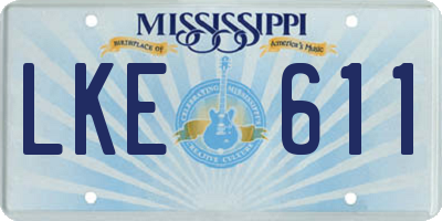 MS license plate LKE611