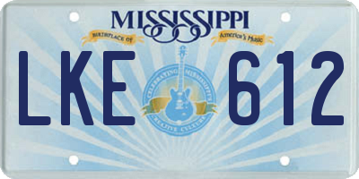 MS license plate LKE612