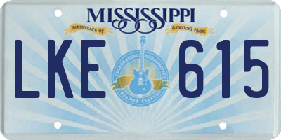 MS license plate LKE615