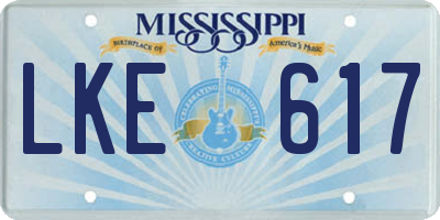 MS license plate LKE617