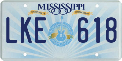 MS license plate LKE618