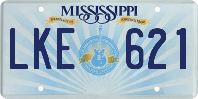 MS license plate LKE621