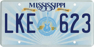 MS license plate LKE623
