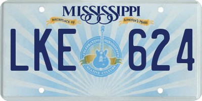MS license plate LKE624