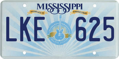MS license plate LKE625