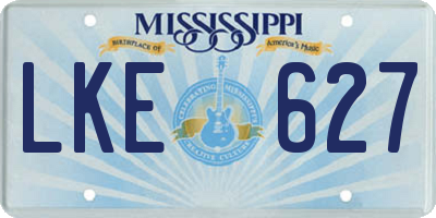 MS license plate LKE627