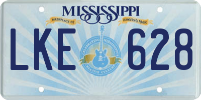 MS license plate LKE628