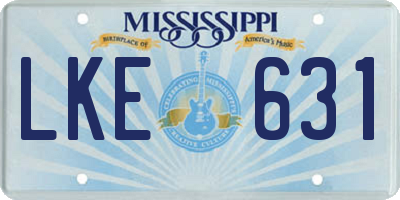 MS license plate LKE631