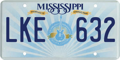 MS license plate LKE632
