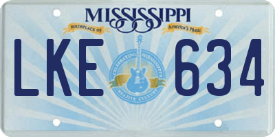 MS license plate LKE634