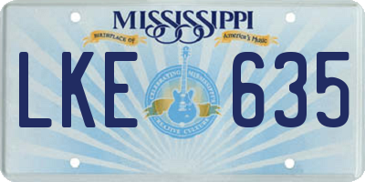 MS license plate LKE635